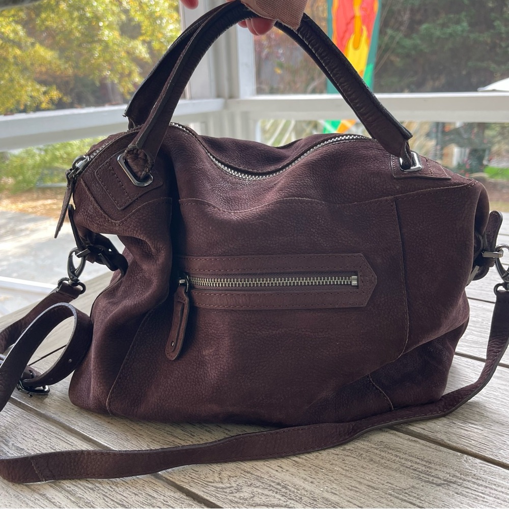 Women's Leather Shoulder Satchel in Dark Brown